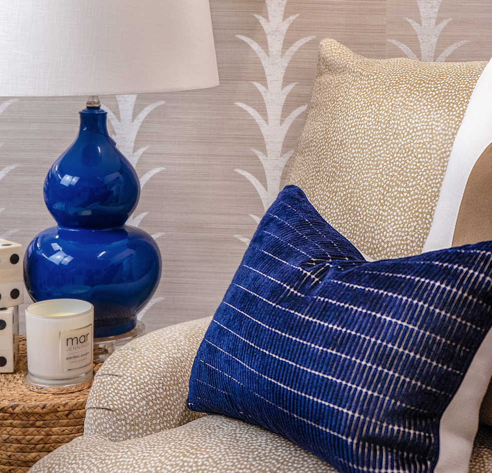 Blue Lamp with Matching Pillow