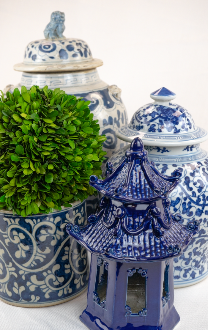 Dark Blue Asian Influenced Ceramics
