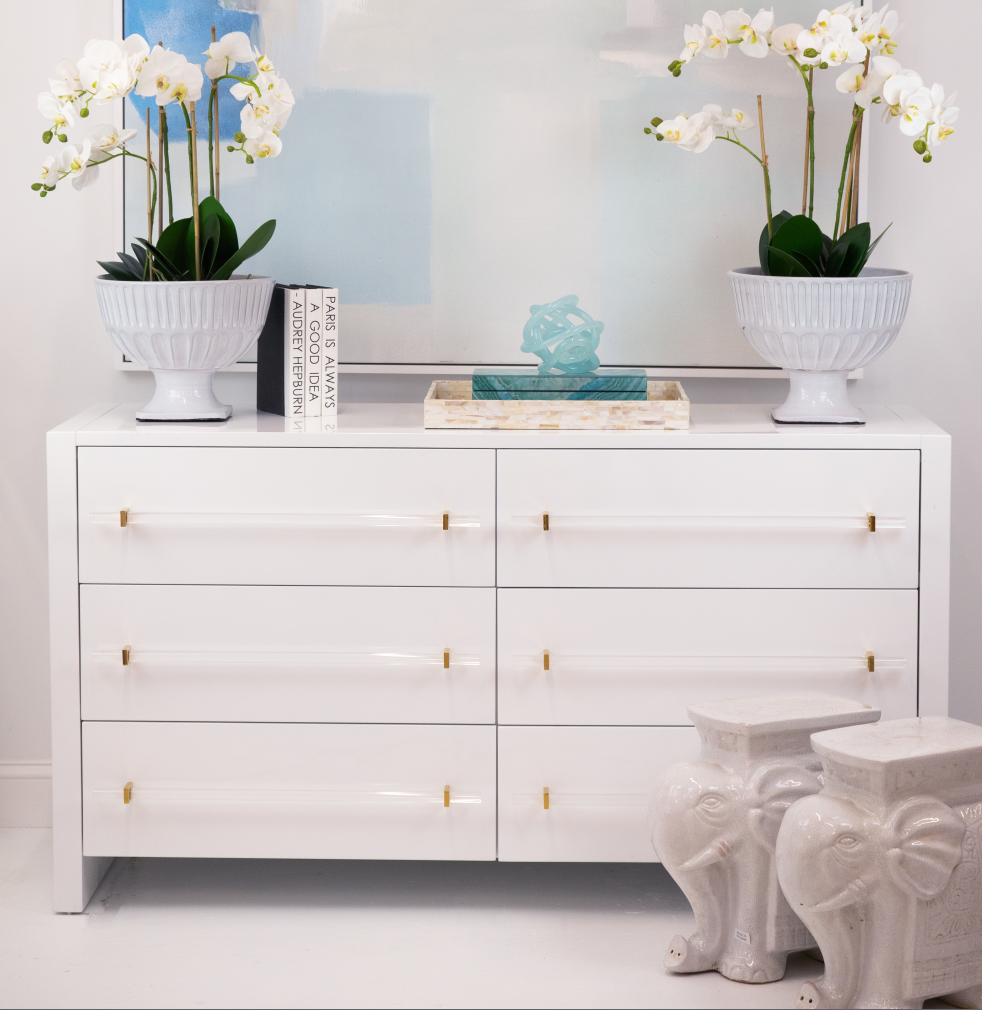 White Dresser with Decorative Items